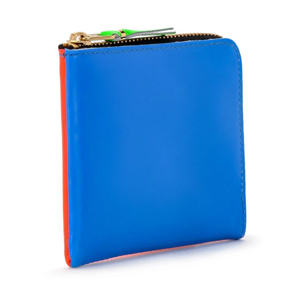 Comme des Garçons Oranje Blauw Leren Portemonnee Fluorescerend Orange Unisex
