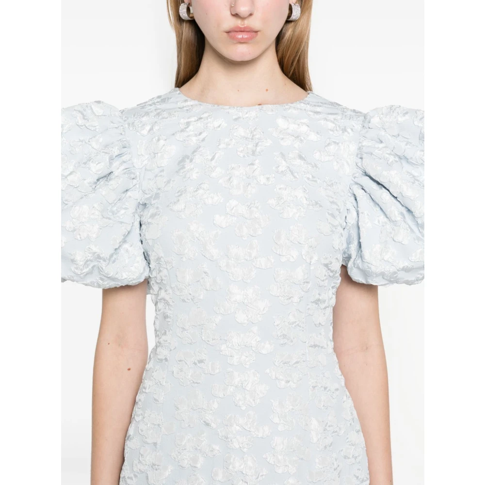 Rotate Birger Christensen Lichtblauwe Jurk met Ronde Hals Blue Dames