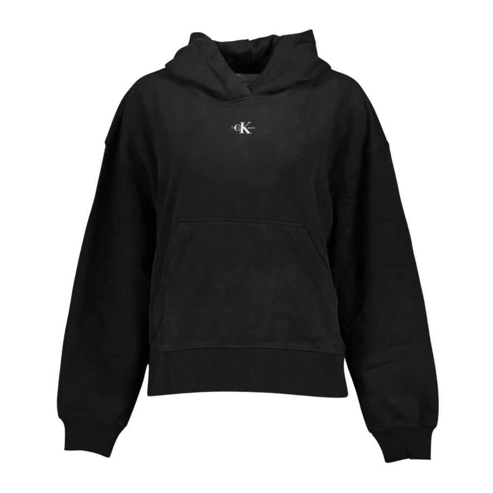 Calvin Klein Women's Black Hoodies,, Brushed Cotton Hooded Jumper Extra Large