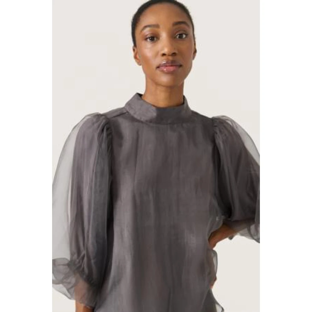 Soaked in Luxury Chaya Blouse Gray Dames