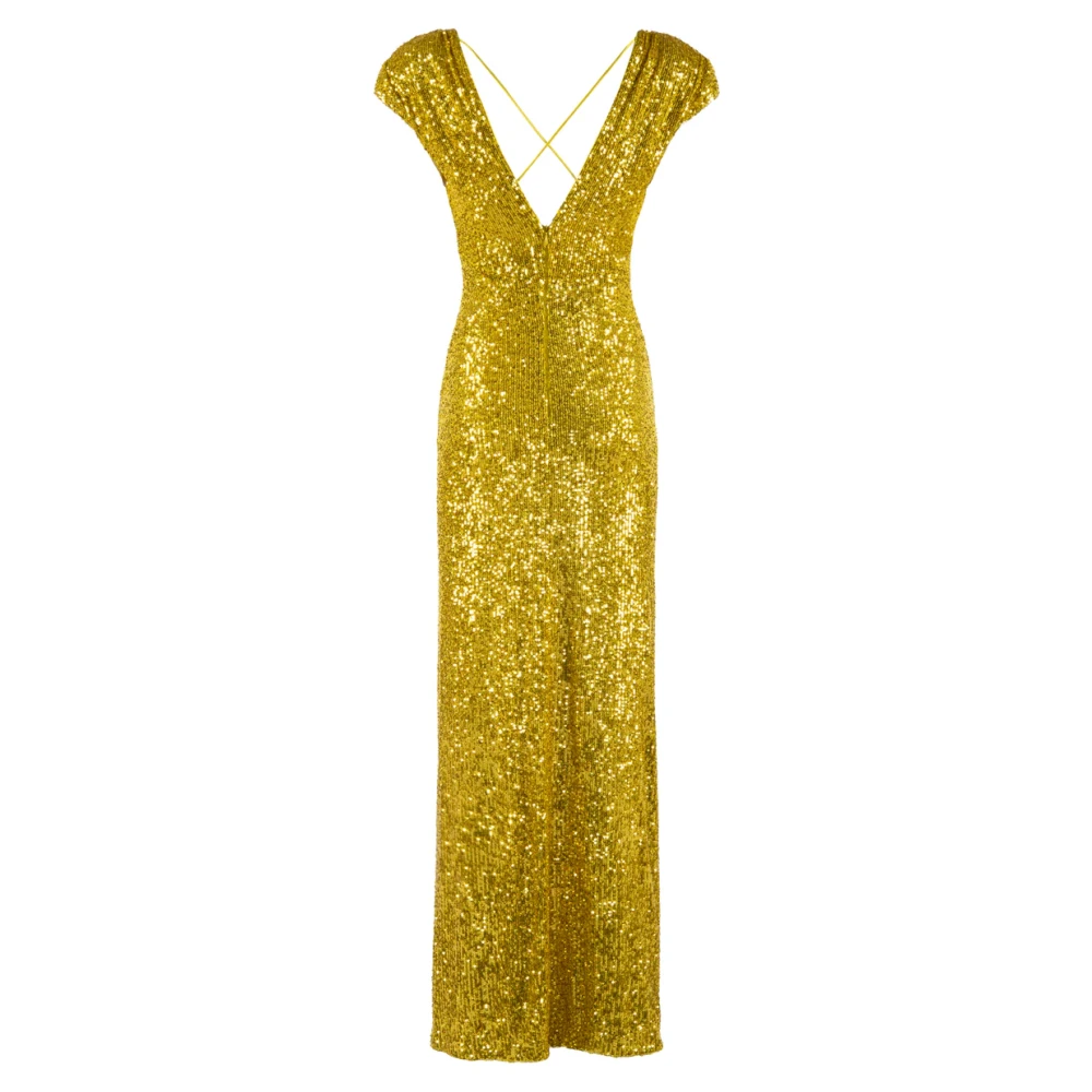 Nenette Paillet Lange Jurk met Zijdrapering Yellow Dames