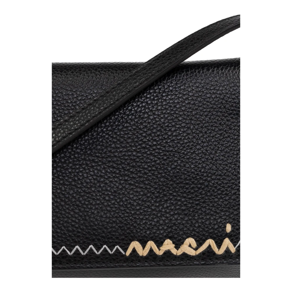 Marni Leren schoudertas Black Dames
