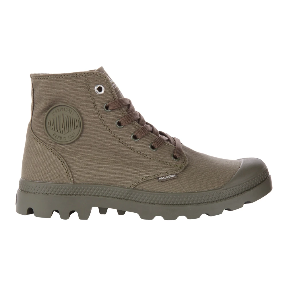 Palladium Green Lace-Up Boots, Male, 7 Uk, Monochrome Olive Military Boots