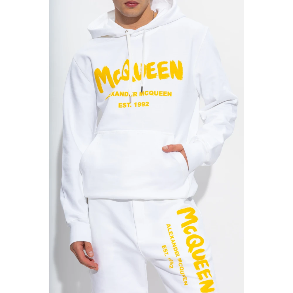 alexander mcqueen Bedrukte hoodie White Heren