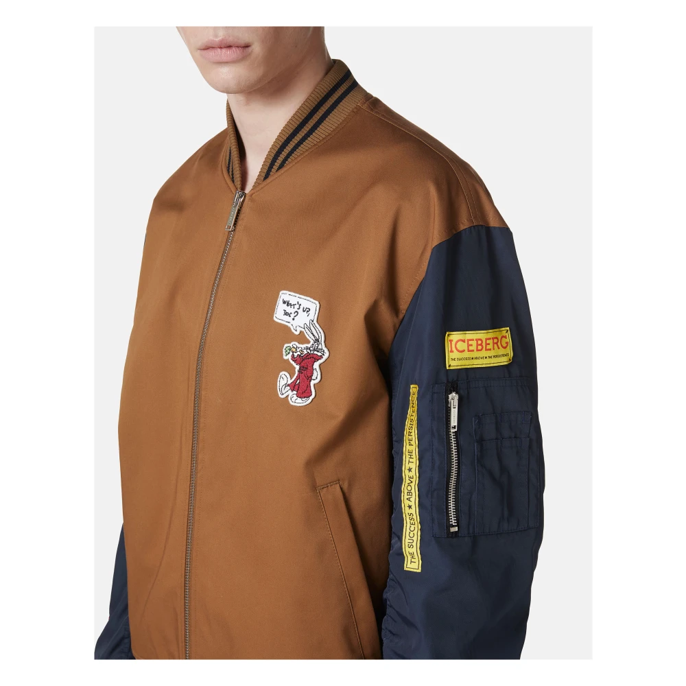 Iceberg Bruin en blauw regular fit jack in keperstof met contrasterende mouwen Multicolor Heren