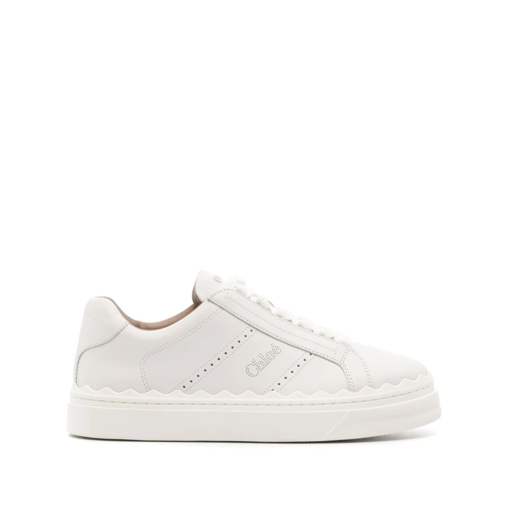 Chloé White Sneakers, Female, 4 Uk, Perforated Trainers With Logo Detailing