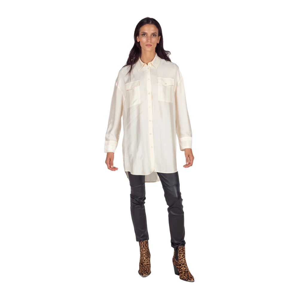 Semicouture Gestreepte cady shirt in beige Dames