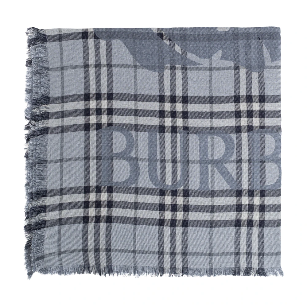 Burberry Unisex Blue Scarves, One Size, Logo Scarf