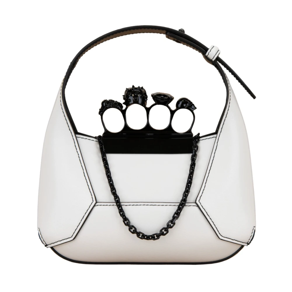 alexander mcqueen Zwarte leren schedel schoudertas White Dames