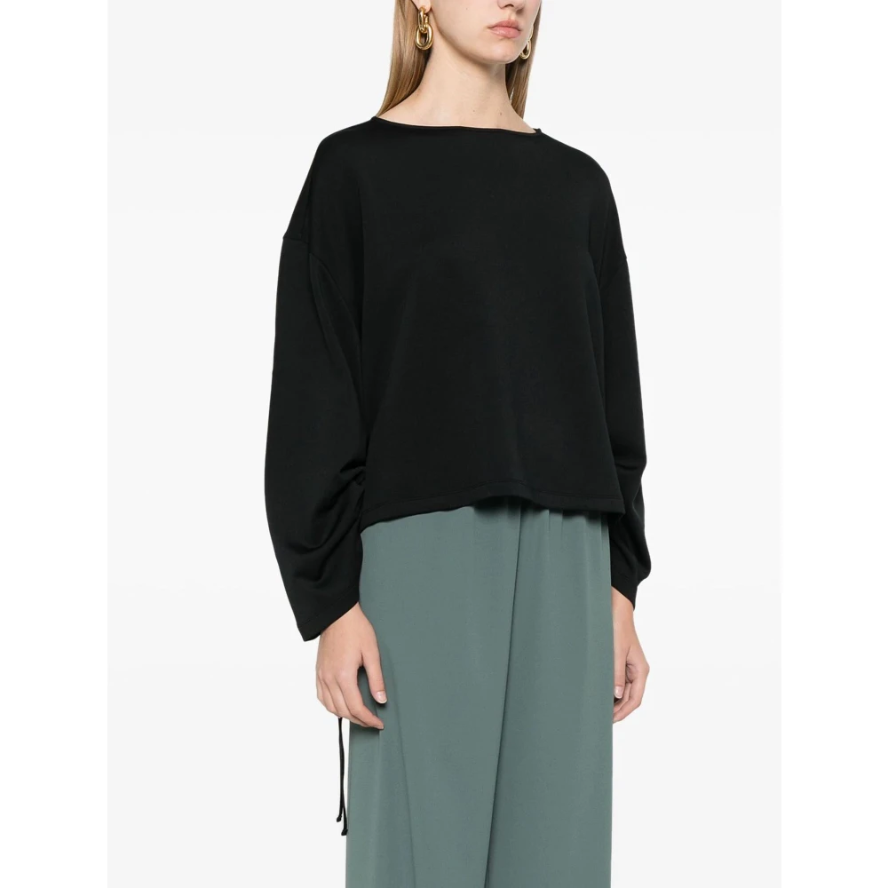Emporio Armani Zwarte trui met drop-schouders Black Dames