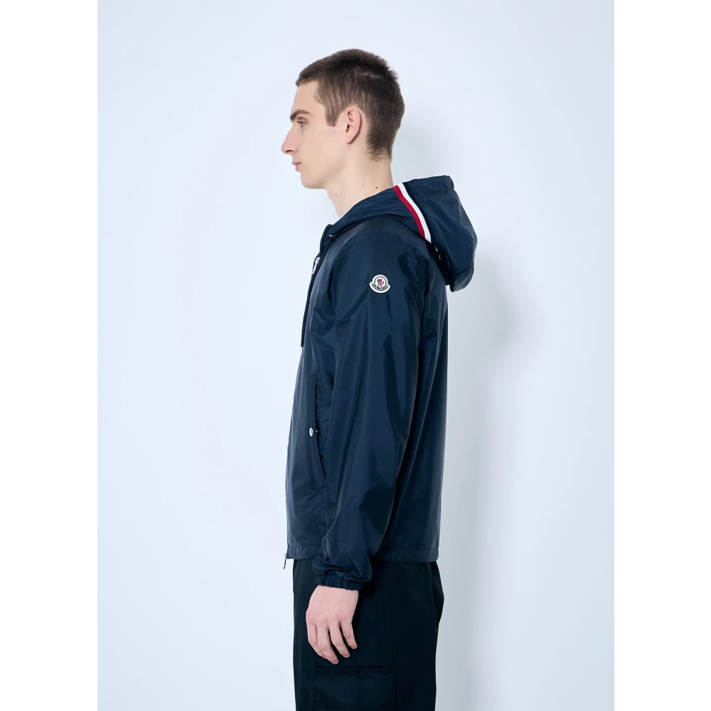 Moncler Lichtgewicht Hoodie met kenmerkende afwerking Blue Heren