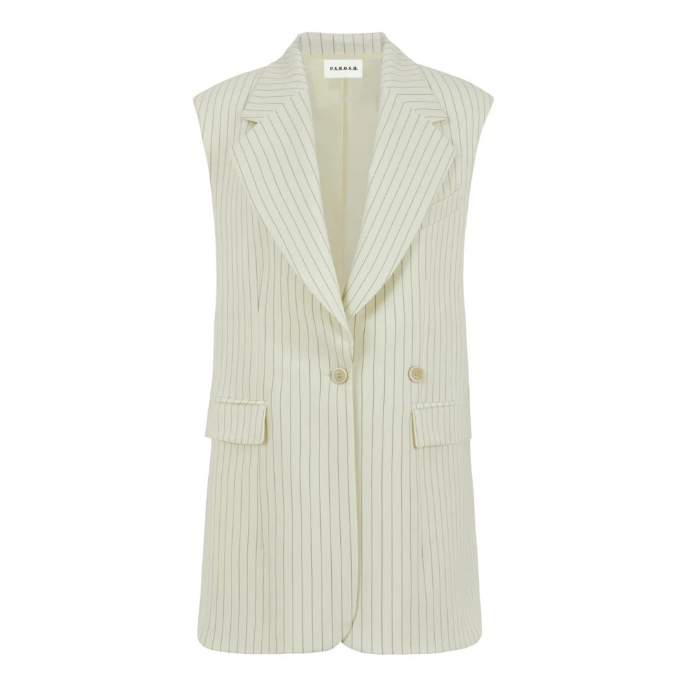 P.a.r.o.s.h. Witte Double-Breasted Wollen Jas Beige Dames
