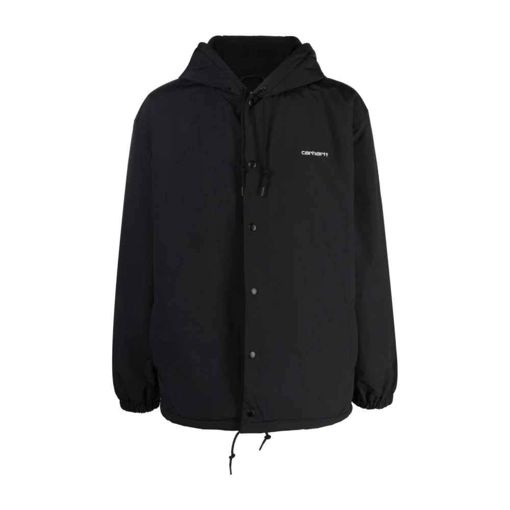 Carhartt WIP Zwarte jas met logo en fleecevoering Black Heren