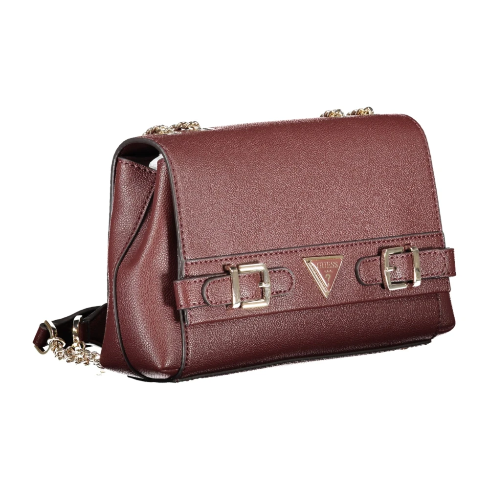 Guess Bruine Eco Leren Ketting Schoudertas Brown Dames