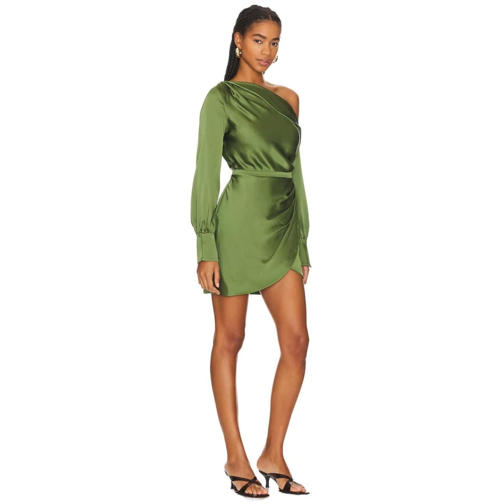 Simkhai Satijnen Cold Shoulder Jurk Green Dames
