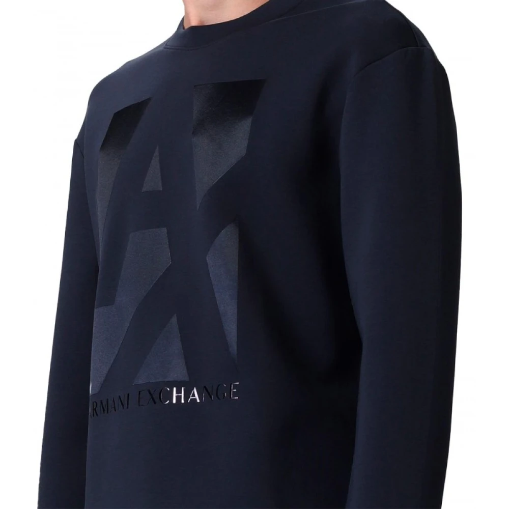 Armani Gedrukte Sweater Blue Heren