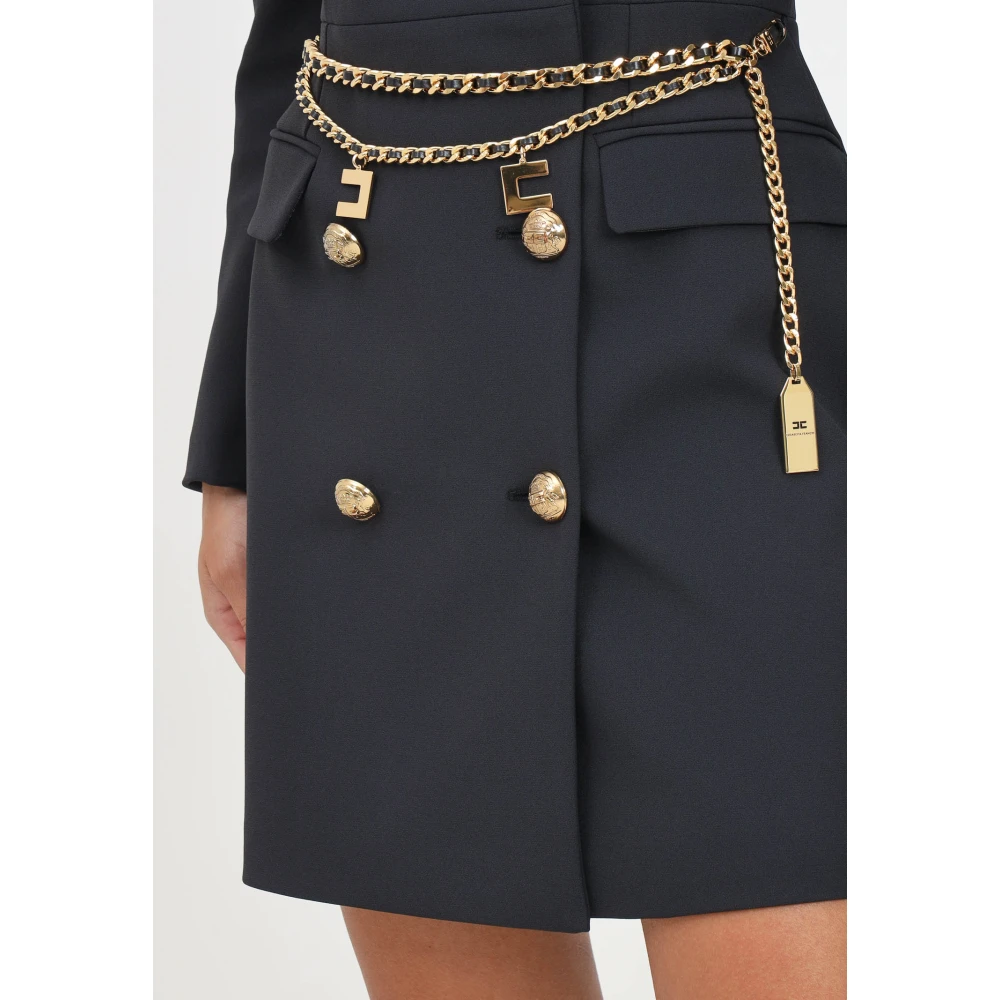 Elisabetta Franchi Zwarte Korte Double-Breasted Jurk Black Dames