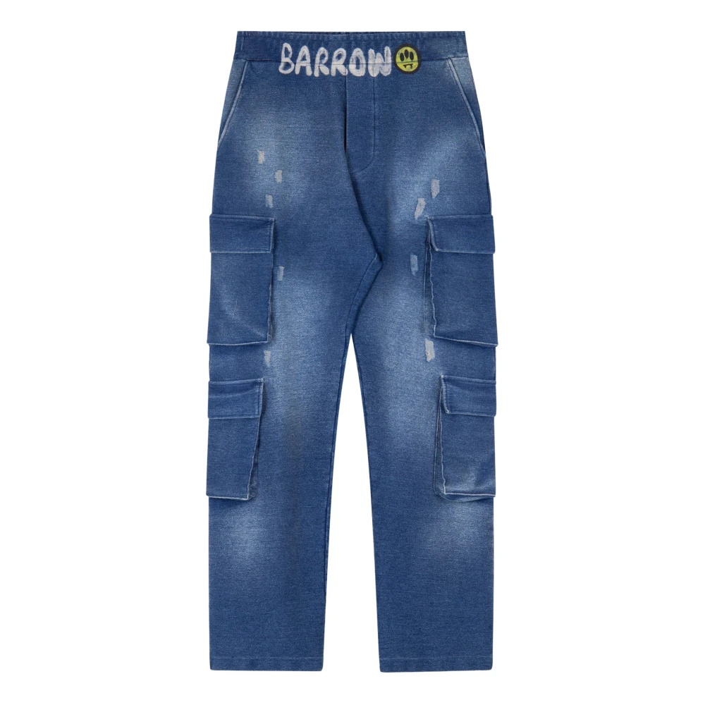 Barrow Sweatpants met denim effect Blue Unisex