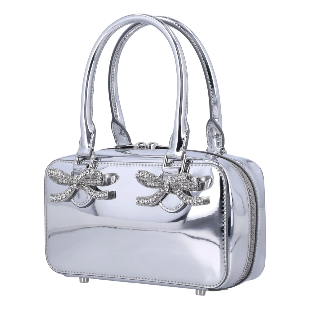Self Portrait Stijlvolle Metallic Leren Mini Tote Tas Gray Dames