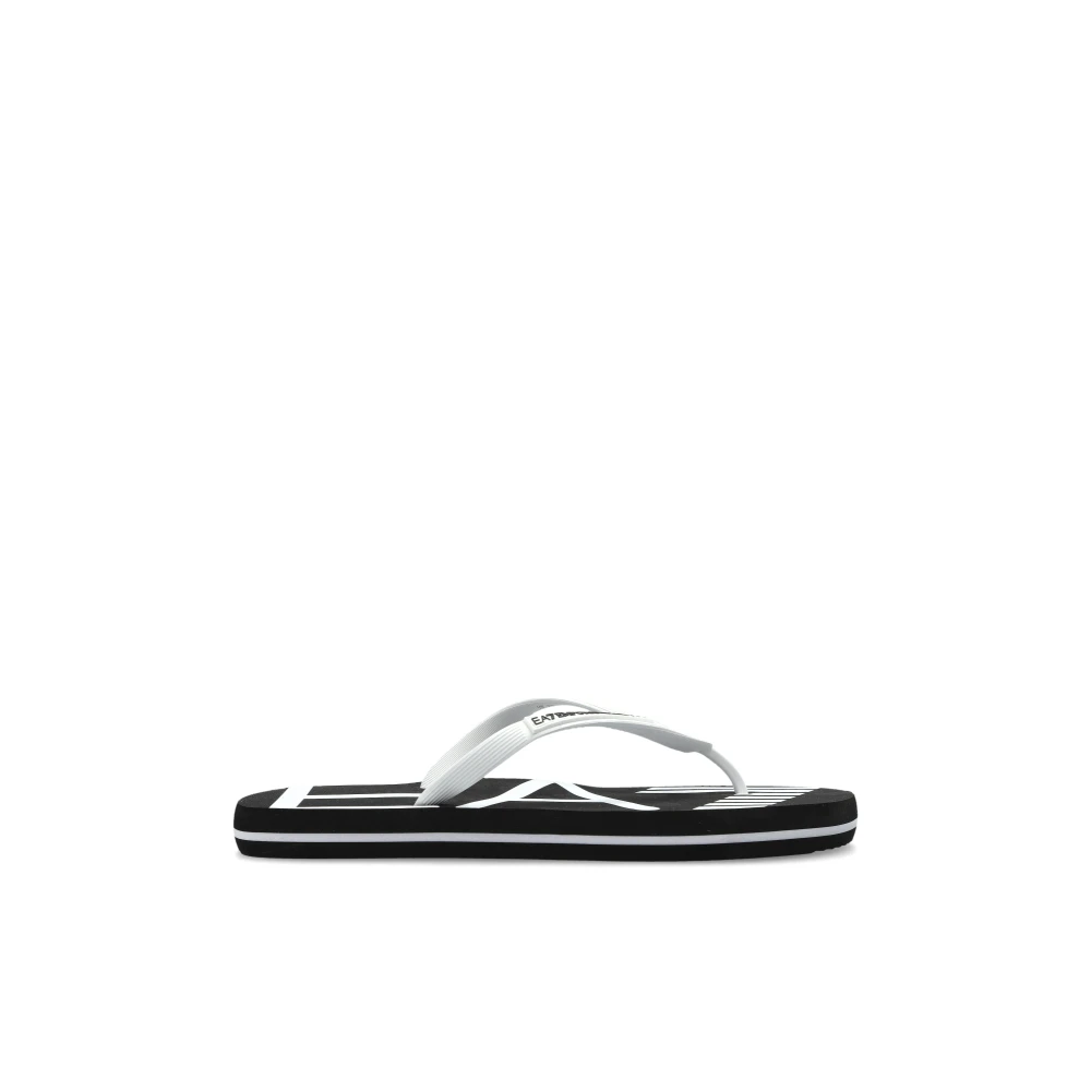 Emporio Armani Ea7 Mannelijk Wit Rubberen Teenslippers Met Logo