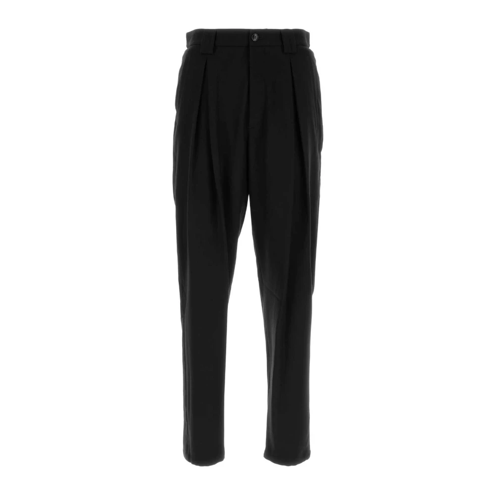 Giorgio Armani Stijlvolle Zwarte Wollen Broek Black Heren