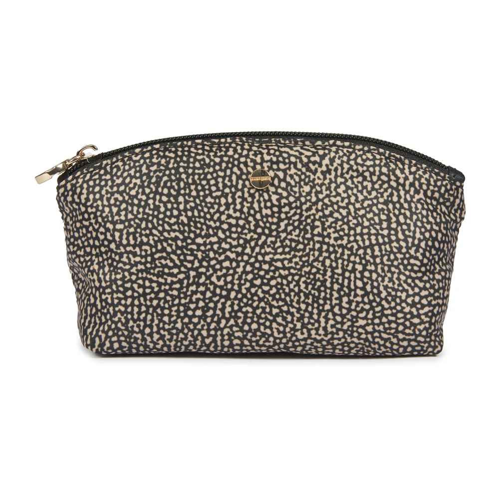 Borbonese Bedrukte Stoffen Clutch met Leren Details Beige Dames