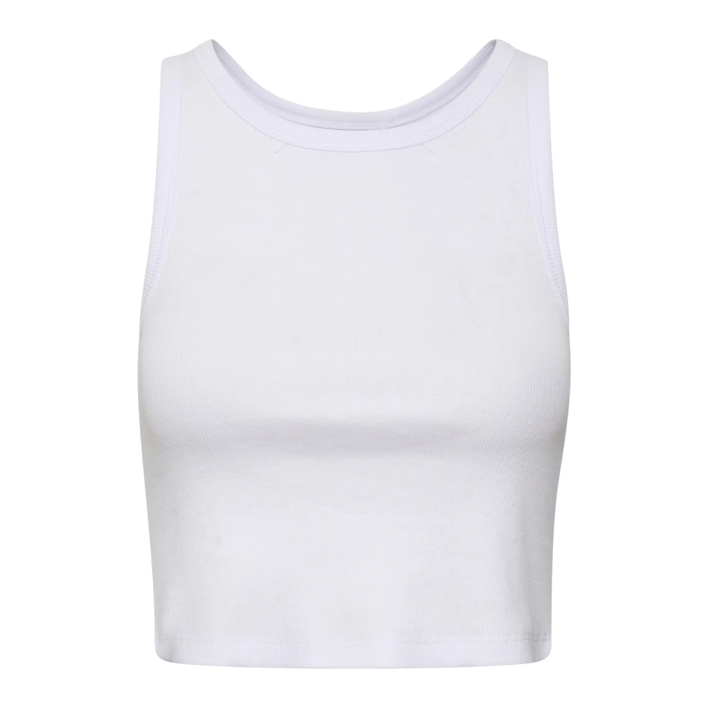 Gestuz Eenvoudige Geribbelde Crop Top White Dames