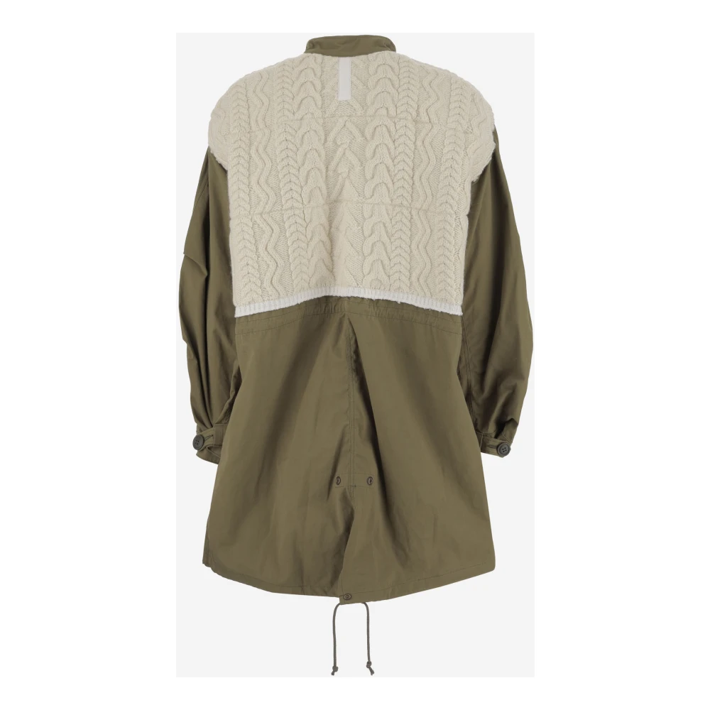 Junya Watanabe Khaki Wollen Blend Parka met Rits Green Heren