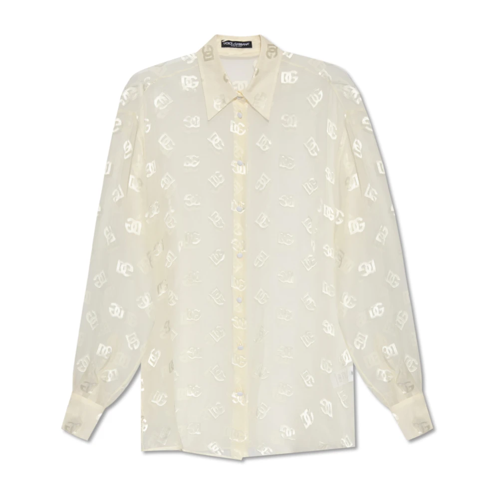 Dolce & Gabbana Doorschijnende Ivory Viscose Blend Shirt White Dames