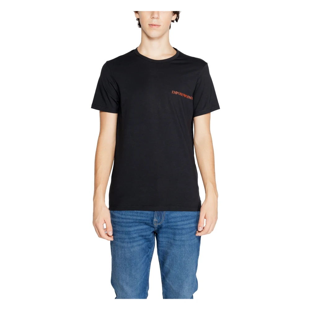 Emporio Armani Zwarte Katoenen T-shirt Korte Mouwen Black Heren