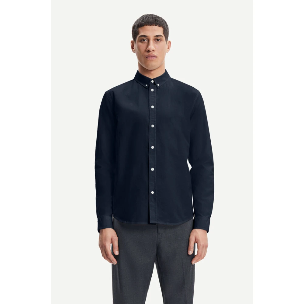 Samsøe Klassiek katoenen shirt met lange mouwen Blue Heren