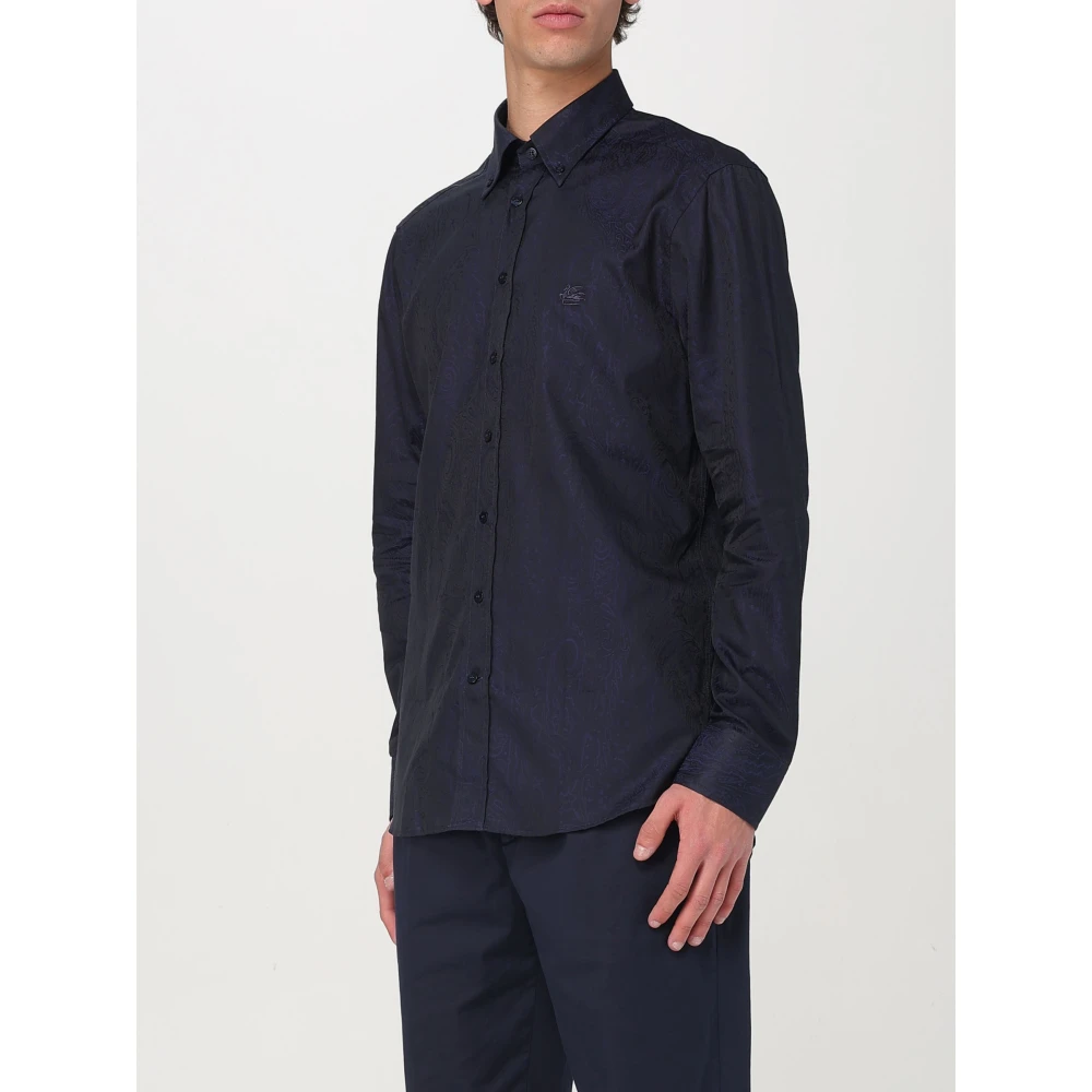 ETRO Roma Logo Shirt Blue Heren