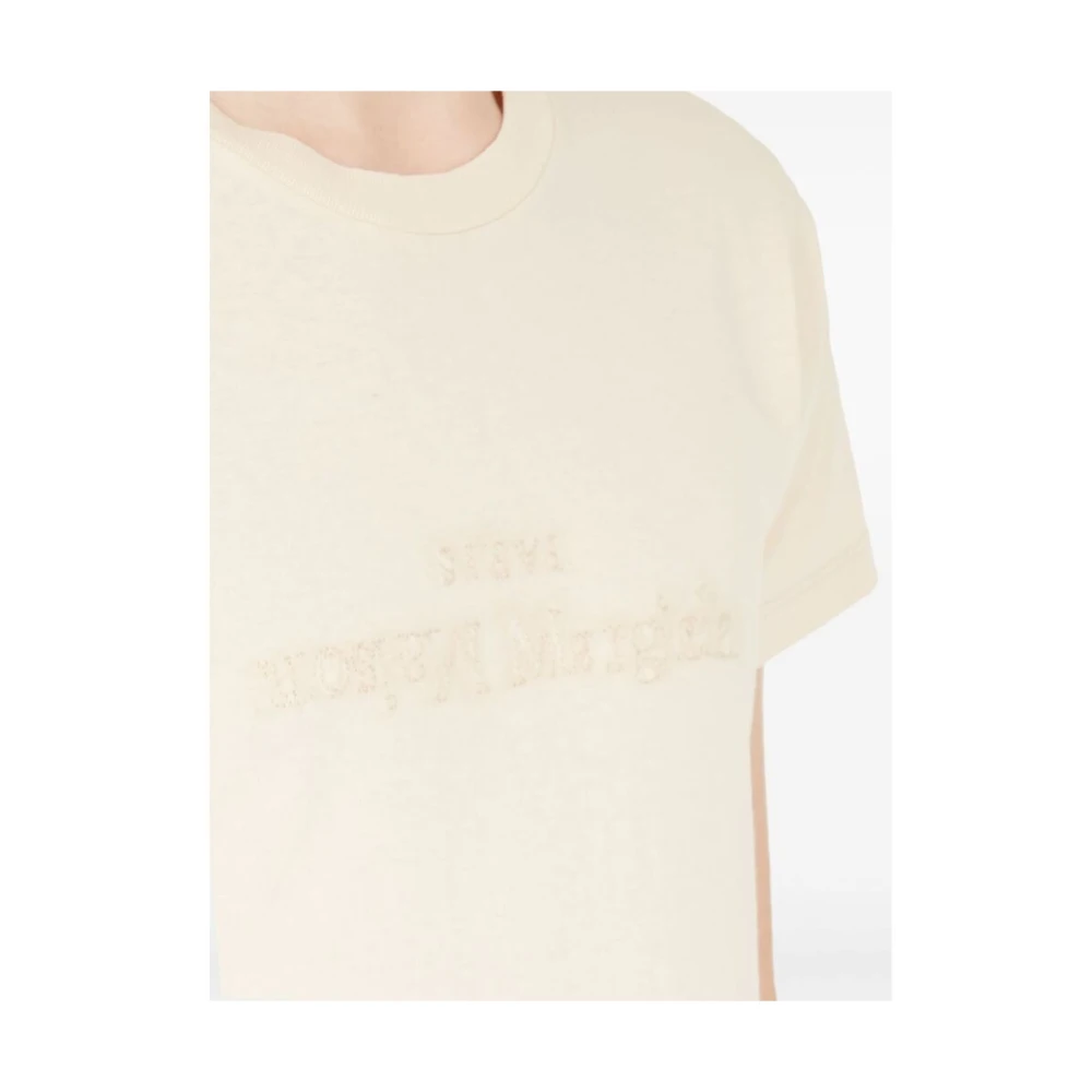 Maison Margiela Beige Katoen Logo Geborduurd T-shirt Beige Heren