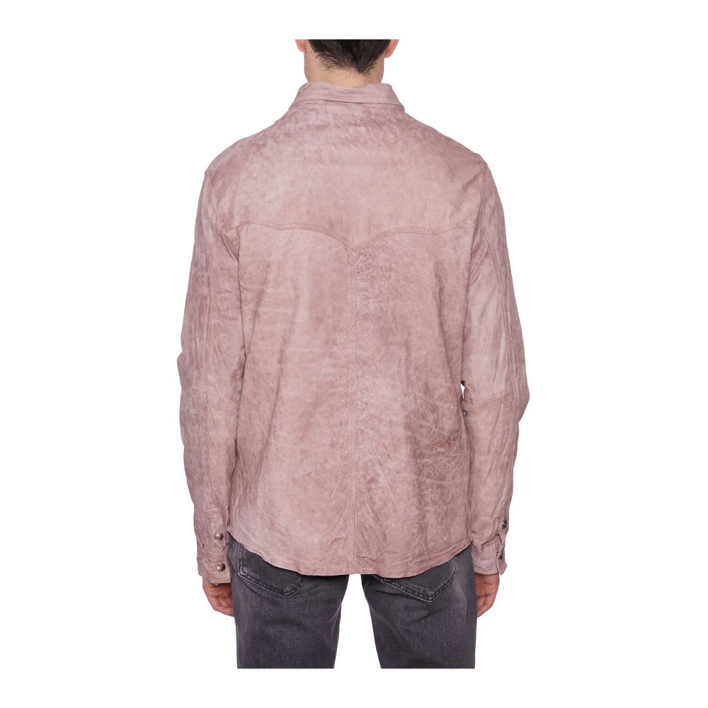 Giorgio Brato Texas Leren Shirt Pink Heren
