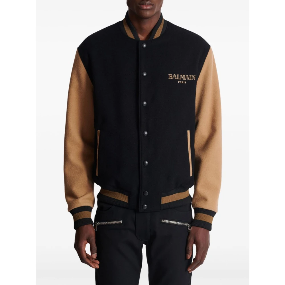 Balmain Nero E Marrone Wol Bomberjack Black Heren