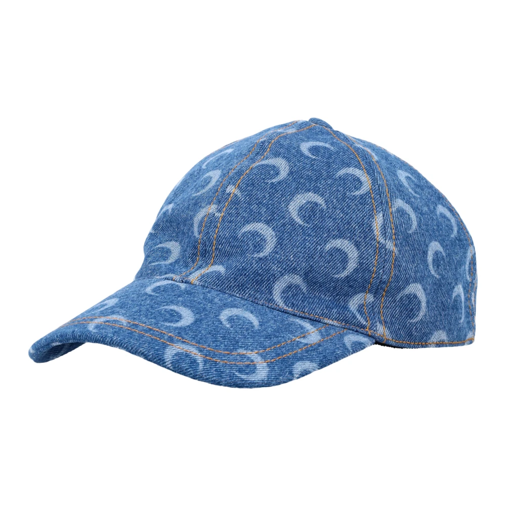 Marine Serre Maan Laser Denim Baseball Cap Lichtblauw Blue Unisex