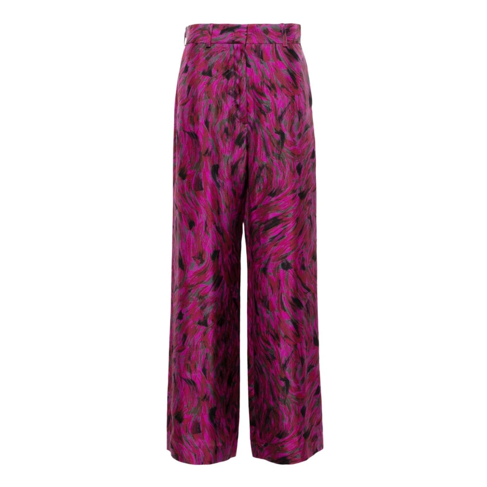 Lanvin Fuchsia Zijden Kwaststreep Broek Purple Dames