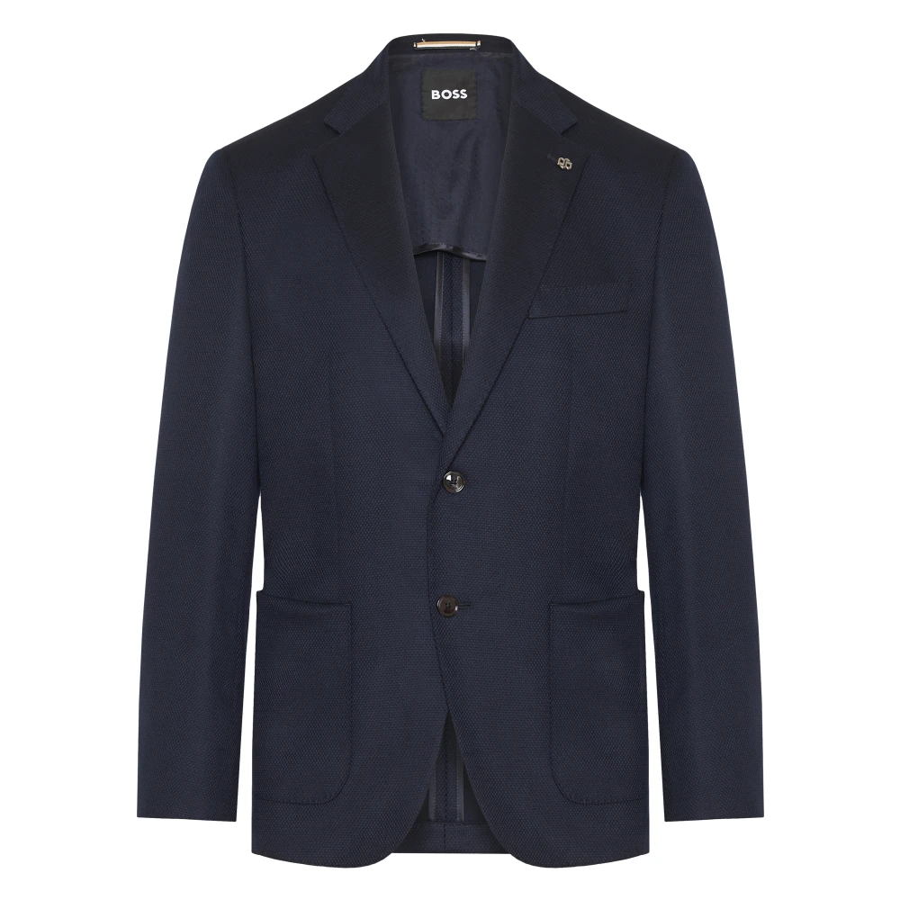 Hugo Boss Wol Katoenen Jas met 2 Knopen Blue Heren