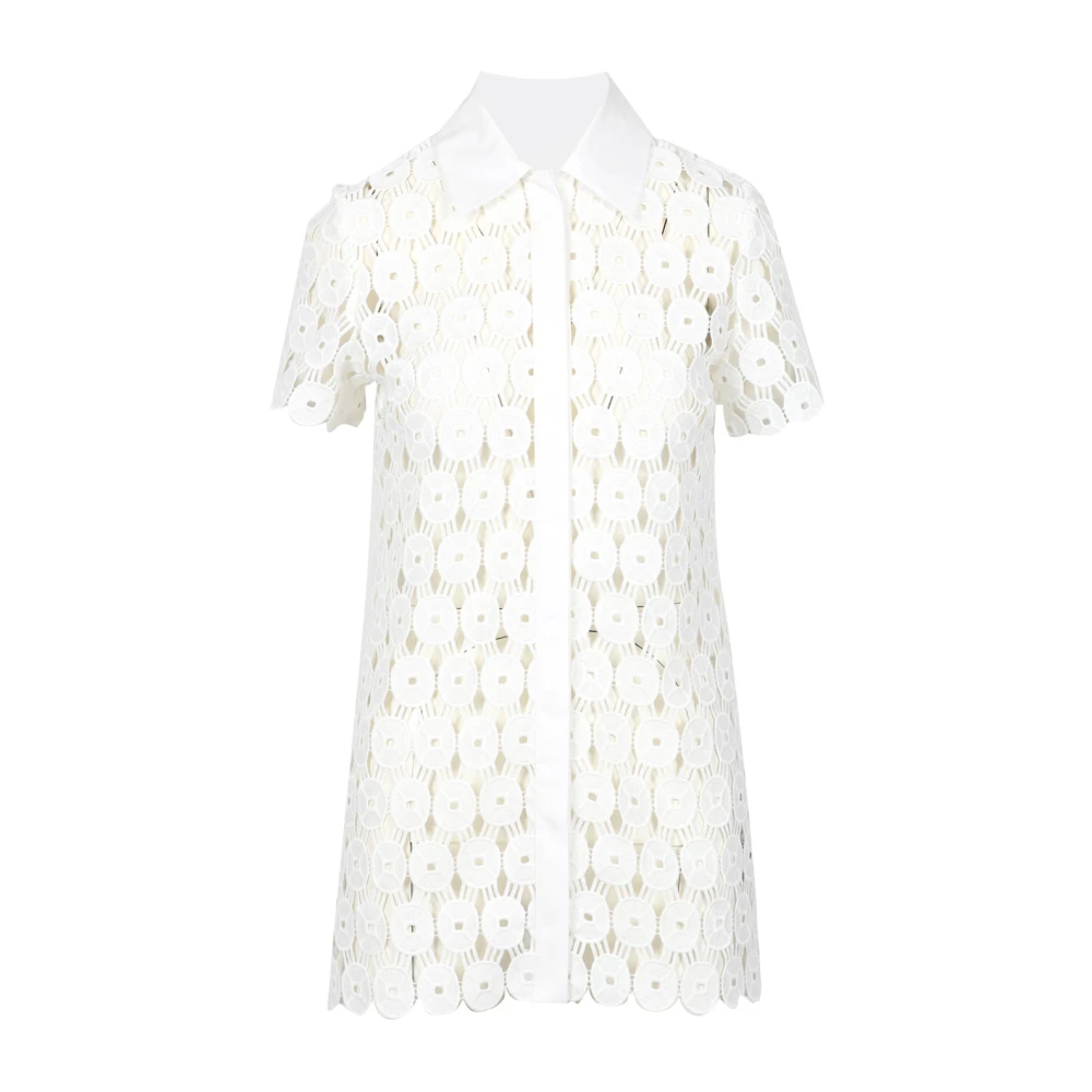 Erika Cavallini Vit Bomull Macrame Spetskrage Blus White, Dam