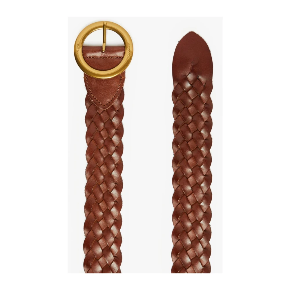Max Mara Weekend Gevlochten leren riem met ronde gesp Brown Dames
