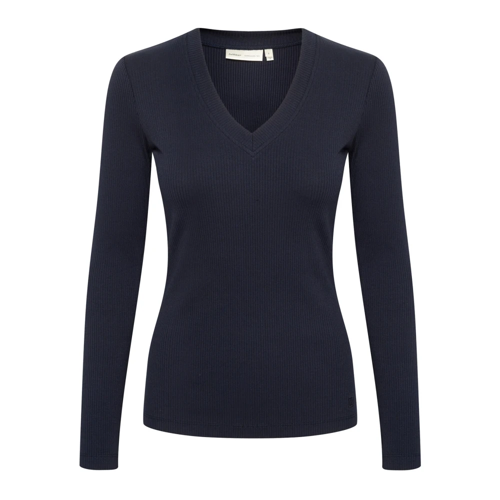 InWear V-hals Lange Mouw Top Marineblauw Blue Dames