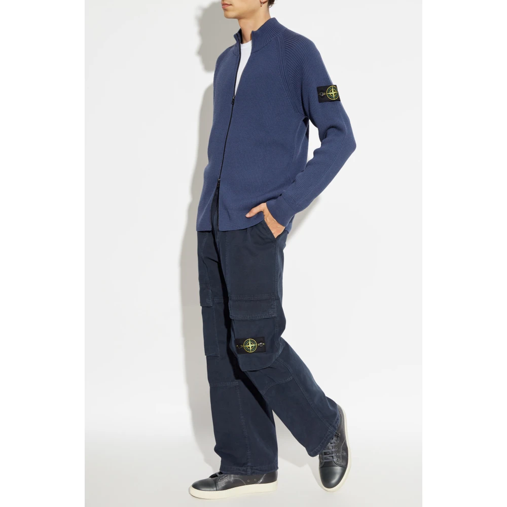 Stone Island Geribbelde Vest Blue Heren
