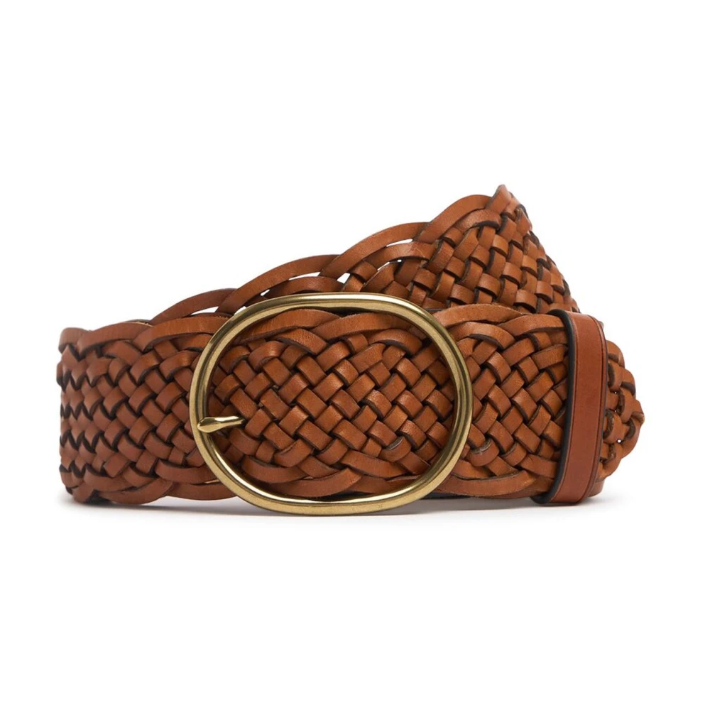 Dragon Diffusion Gevlochten leren riem met ovale gesp Brown Dames