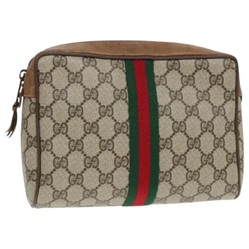 Gucci Vintage Pre-owned Leather clutches Beige Dames