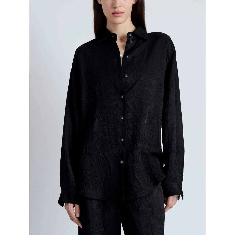 Proenza Schouler Gekreukelde Flou Hall Shirt Black Dames