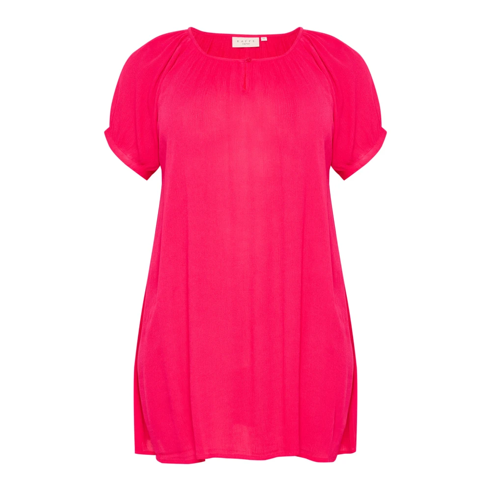 Kaffe Curve Raspberry Tuniek Blouse met Korte Mouwen Pink Dames