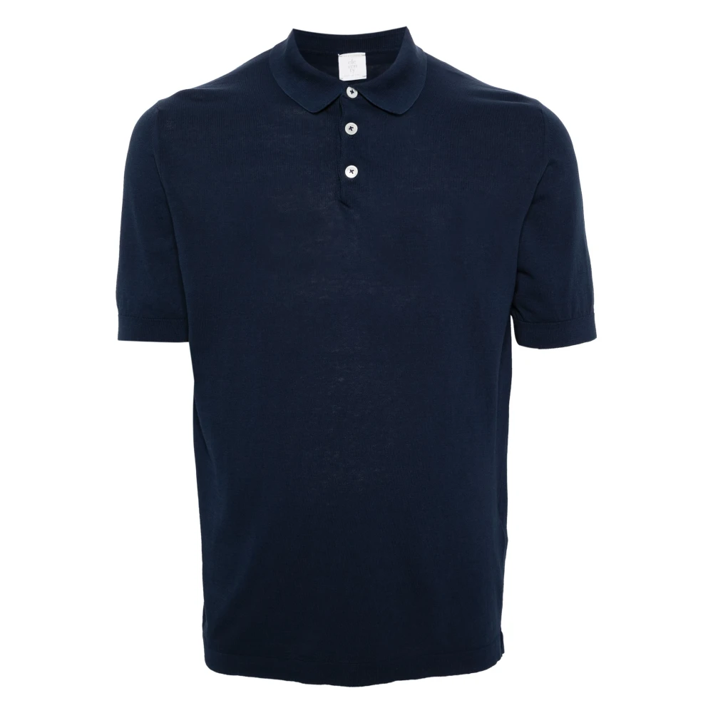 Eleventy Katoenen Gebreide Polo Shirt Blue Heren