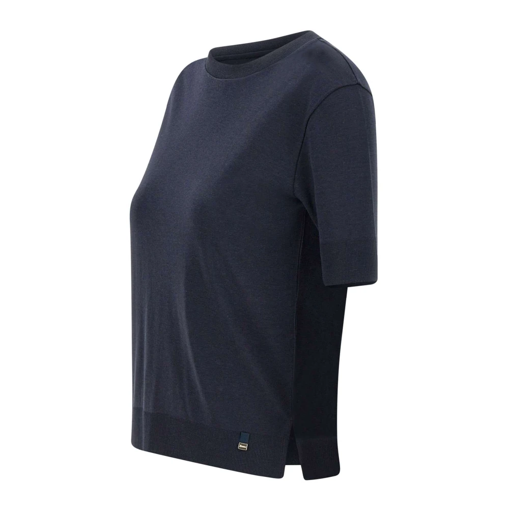 Herno Blauwe Trui met Korte Mouwen Blue Dames