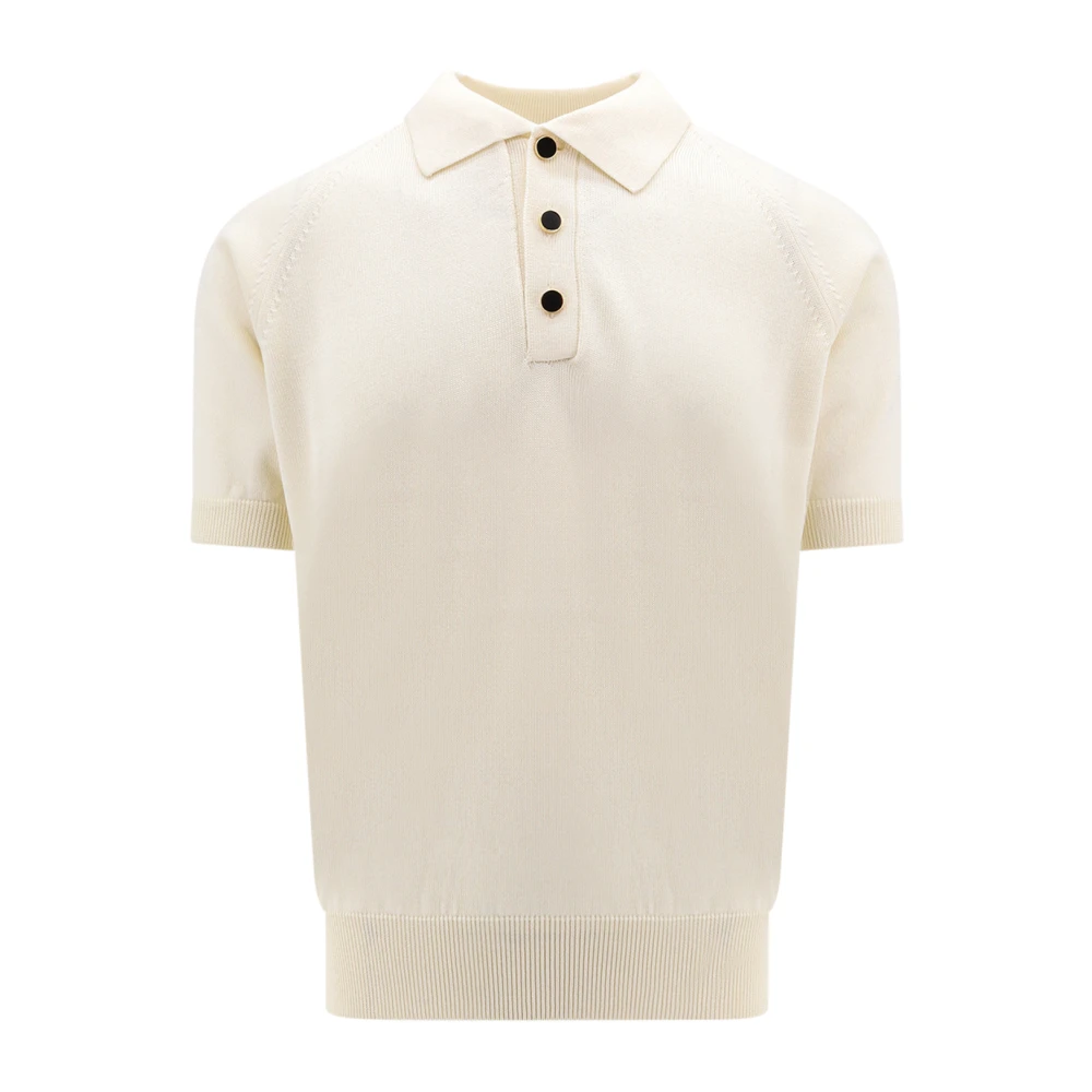 Lardini Witte T-shirt met korte mouwen en geëmailleerde knoopsluiting White Heren