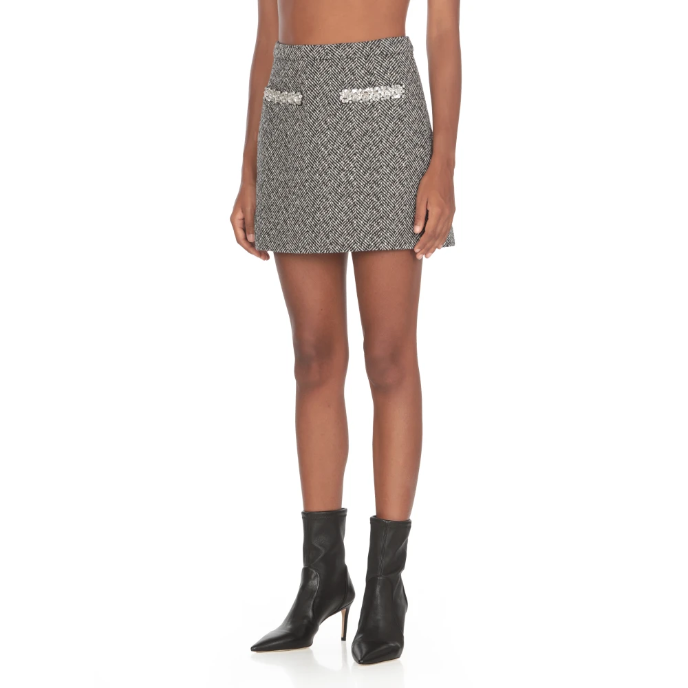 Self Portrait Minirok met Strass Details Black Dames